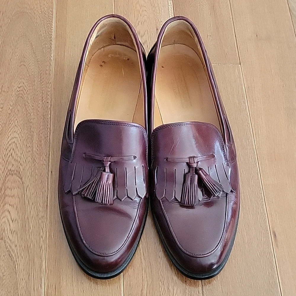 Johnston and Murphy Cellini Italian‎ Leather Tassel Loafers Reddish Brown 10.5